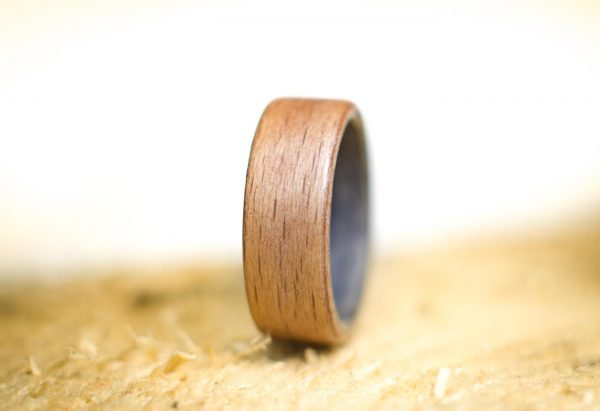 Obrączka pierścionek z drewna Buk & Dąb szary