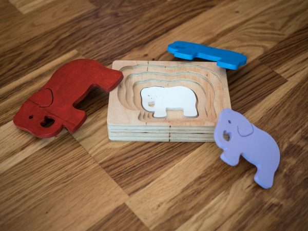 Puzzle 3D zabawka z drewna 9m+ słoń